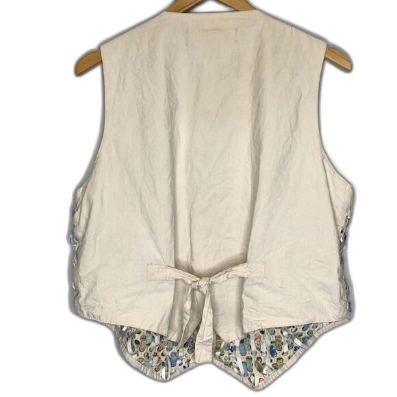 Women VTG New Identity Ribbon Vest Cottagecore Whimsy Basketweave Large - Picture 2 of 11